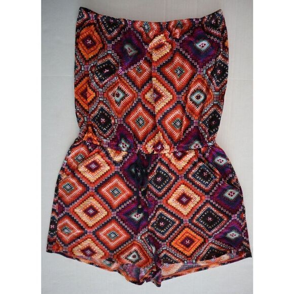 Tigerlily Women's Sz 6 Multicolor Strapless Zehra Playsuit Romper - Picture 10 of 12